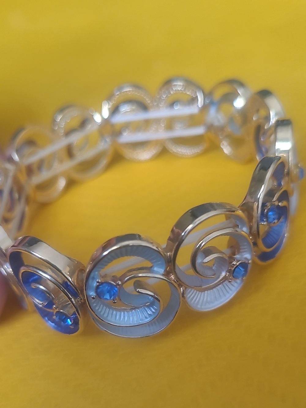 Silver-Tone Blue Crystal Swirl Bracelet - Women Jewelry